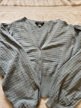 Studio 1940 Light Gray Textured V-Neck Button Cardigan